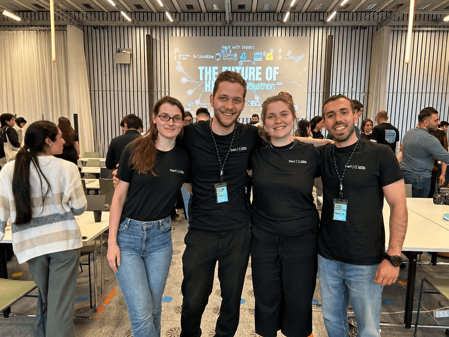 From left to right: Marta Bolognini, Paul Johannssen, Annalena Lange and Gaspar Astorga Palma at The Future of Health Hackathon at ETH Zürich
